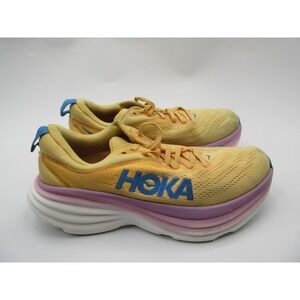 HOKA‎ Bondi 8 Running Shoes Womens Size 7.5 Yellow Blue Max Cushion 1127952 ICYC